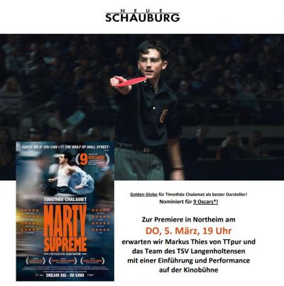 Neue Schauburg bringt „Marty Supreme“ auf die große Leinwand